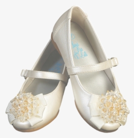 Ivory Dress Shoes W Crystal Beads & Strap Baby Girls - Girls Ivory Dress Shoes, HD Png Download, Free Download