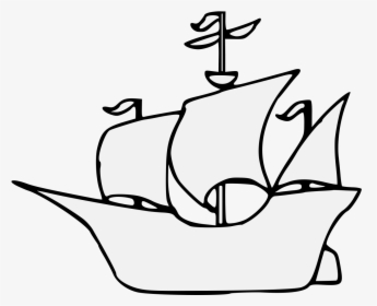 Drawn Sailing Traceable - Caravel Clipart, HD Png Download, Free Download