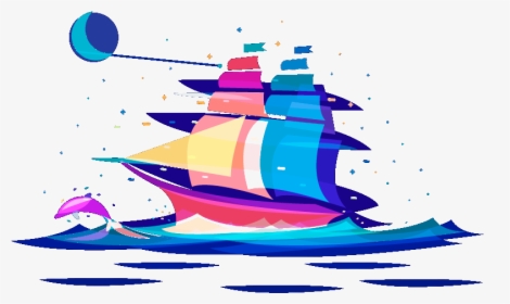Clip Art Sailboat Color - Sailing Ship Drawing Colorful, HD Png Download, Free Download