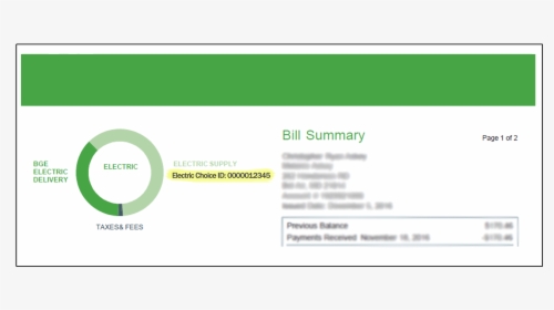 Bge Electric Bill Choice Id, HD Png Download, Free Download