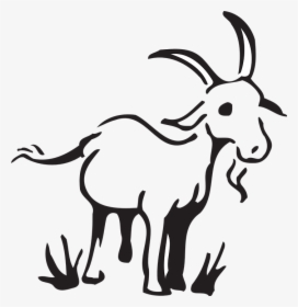 Barn, Farm, Grass, Goat, Standing, Animal - Simple Goat Clipart Black And White, HD Png Download, Free Download