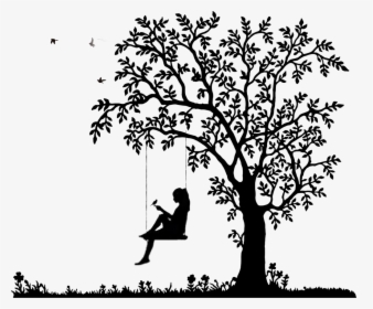 Tree Black And White Png , Transparent Cartoons - Bird And Tree Silhouette, Png Download, Free Download