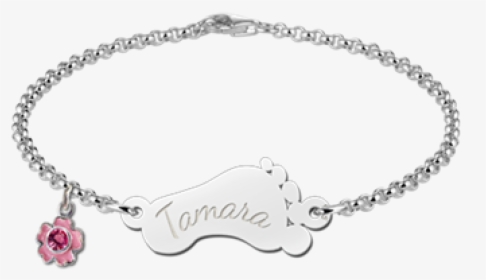 Silver Baby Bracelet With Baby Foot - Bracelet, HD Png Download, Free Download