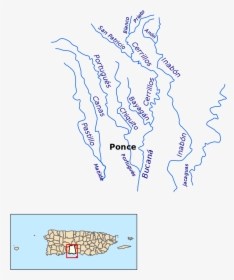 Map Showing The Location Of Río Blanco Among The Other - Hidrografia De Ponce, HD Png Download, Free Download