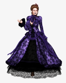 Woman In Long Purple Lace Dress - Fashion, HD Png Download, Free Download