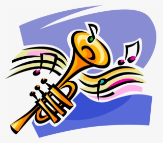 Vector Illustration Of Trumpet Horn Brass Musical Instrument - Clip Art Jazz Instruments, HD Png Download, Free Download