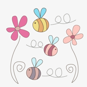 Cute Flowers And Bees Png By - Cute Bees And Flowers, Transparent Png, Free Download