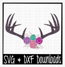 Antlers Svg Antique Flowers - Antlers With Flowers Svg, HD Png Download, Free Download