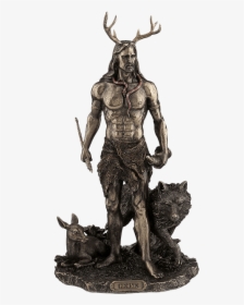 Herne The Hunter With Deer And Wolf - Celtic Statue, HD Png Download, Free Download