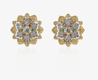 Buccellati - Earrings - Button Earrings - Earrings - Gold Diamond Earrings Flowers, HD Png Download, Free Download