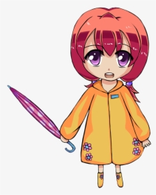 Raincoat Drawing Cute - Rain Coat On Anime, HD Png Download, Free Download