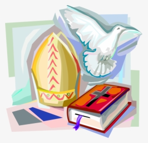 Vector Illustration Of Bible Holy Book, Dove And Papal - Church Magisterium, HD Png Download, Free Download
