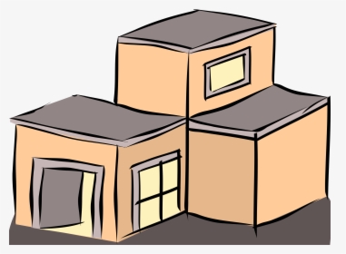 House With Flat Roof Clipart - Flat Roof House Clipart, HD Png Download, Free Download