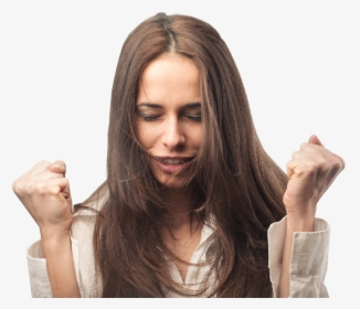 Excited Pretty Lady With Clenched Fists - Girl, HD Png Download, Free Download
