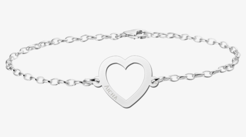 Silver Heart Bracelet - Personalised Name Bracelets, HD Png Download, Free Download