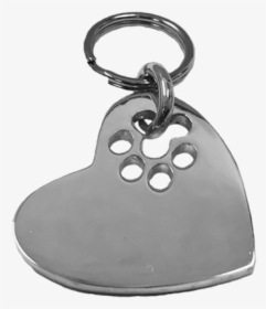 Small Heart Cut-out Paw Tag Sterling Silver - Keychain, HD Png Download, Free Download