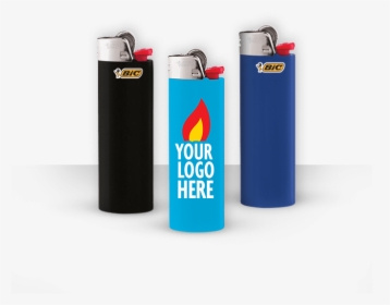Three Bic Lighters, One With A Custom Logo Imprinted - Bic Lighter Logo, HD Png Download, Free Download