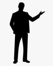 Man Full Length Gesture Isolated Man Presenting Silhouette- - Silhouette Business Man Png, Transparent Png, Free Download