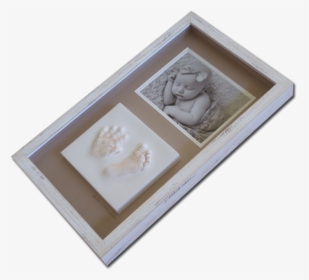 Newborn Baby Photo With Hand And Foot Impression & - Picture Frame, HD Png Download, Free Download
