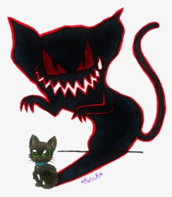 Black Demon Cat Drawing, HD Png Download, Free Download