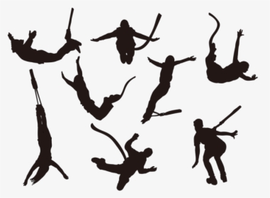 Bungee Jumping Silhouettes Vector - Bungee Jumping Silhouette, HD Png Download, Free Download