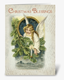 Vintage Religious Christmas Angel Greeting Card - Victorian Christmas Card Angel, HD Png Download, Free Download