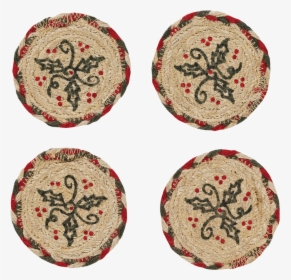 Holly Berry Jute Stencil Coaster Set Of - Cross-stitch, HD Png Download, Free Download