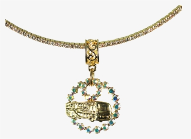 Gold & Crystal Motorhome Choker Necklace - Locket, HD Png Download, Free Download