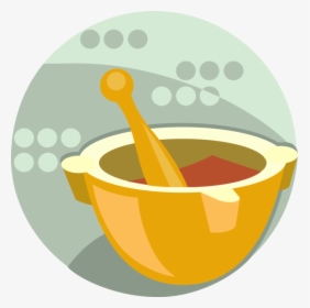 Vector Illustration Of Mortar And Pestle Prepare Ingredients - Dish, HD Png Download, Free Download