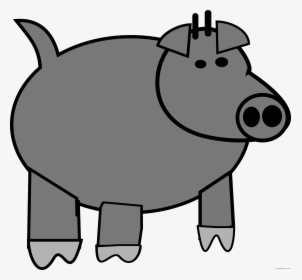 Cartoon Pig Animal Free Black White Clipart Images - Cartoon Pig, HD Png Download, Free Download