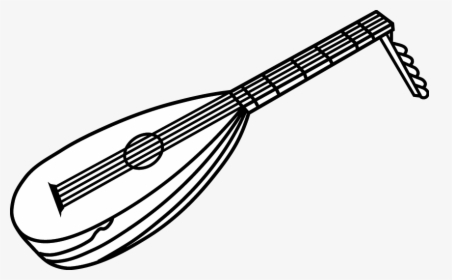 Transparent Cymbals Clipart - Lute Instrument Black And White, HD Png Download, Free Download