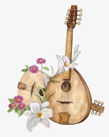Suite Music Writing, Le Net, Lute, Decoupage Paper, - Lute And Flower, HD Png Download, Free Download