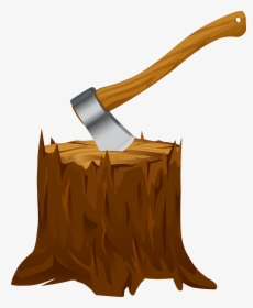Tree Stump With Axe Clipart Png Image - Axe And Wood Clipart, Transparent Png, Free Download
