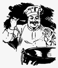 Chef With A Large Pot - Chefs Clipart Black And White Png, Transparent Png, Free Download