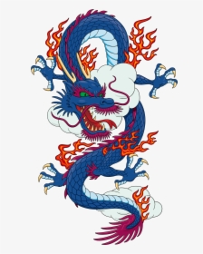 Blue Chinese Material Japanese Dragon T-shirt Vector - Japanese Chinese Dragon T Shirts, HD Png Download, Free Download