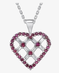 Ruby & Diamond Heart Necklace - Locket, HD Png Download, Free Download