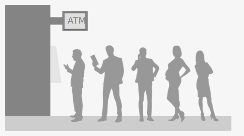 Bank, Queue, Person, Standing, Atm - Bank, HD Png Download, Free Download