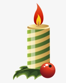 Green Christmas Candle Png Clipart Image - Christmas Bells With Mistletoe, Transparent Png, Free Download
