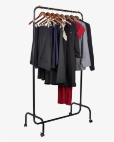 Black/chrome Clothes Rack - Clothes On Hanger Png, Transparent Png, Free Download