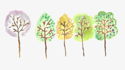 Watercolor Trees Colored - Water Color Trees Clip Art, HD Png Download, Free Download
