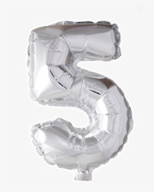 5 , 40" - Number Balloon 5 Silver Transparent, HD Png Download, Free Download