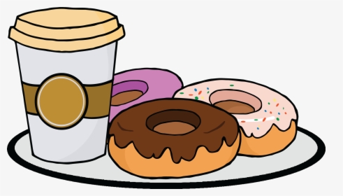 Transparent Cute Coffee Cup Clipart - Donuts And Coffee Clip Art, HD Png Download, Free Download