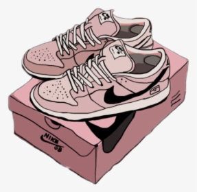 Track Shoe Sneakers Clipart Cartoon Sticker Shoes Transparent - Nike Sb Dunks Drawing, HD Png Download, Free Download