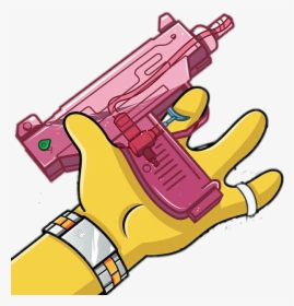 Pistol Clipart Pink Gun - Bart Simpson Con Pistolas, HD Png Download, Free Download