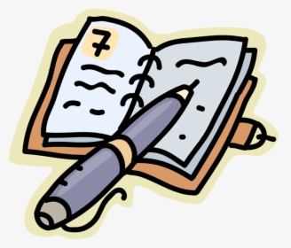 Vector Illustration Of Notebook And Pen Writing Instrument - Caderno E Caneta Png, Transparent Png, Free Download
