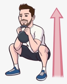 Kettlebell Squat Exercise - Kettlebell Squat Cartoon, HD Png Download, Free Download