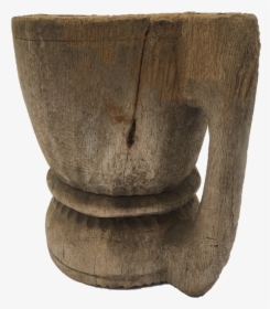 Old Antique Wooden One Piece Hand Carved Jar Wood Tribal - Antique Handle Wood Mortar, HD Png Download, Free Download