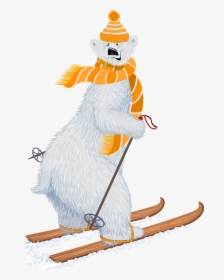 Skiing Clipart Bear - Polar Bear Skiing, HD Png Download, Free Download
