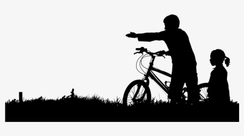 Transparent Kids Playing Silhouette Png - Girl Black Bike Sticker, Png Download, Free Download