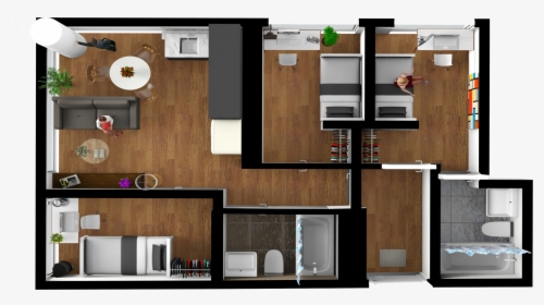 3 Bedroom 3d Floor Plan, HD Png Download, Free Download